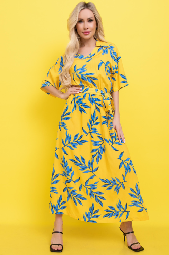 Платье "Имани" (желто-синее) П5926